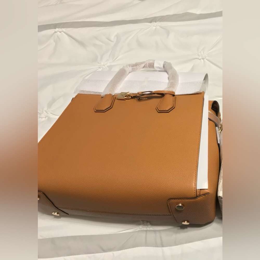 Michael Kors Mercer Large Pebbled Leather Belted Satchel